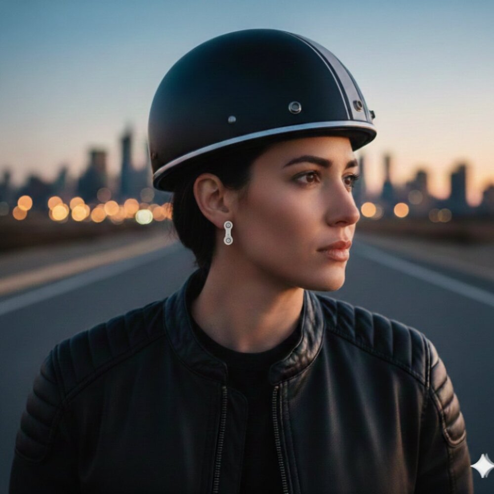 Biker Chain Stud Earrings for Cyclists / Bikers Silver Handmade Craft Jewelry